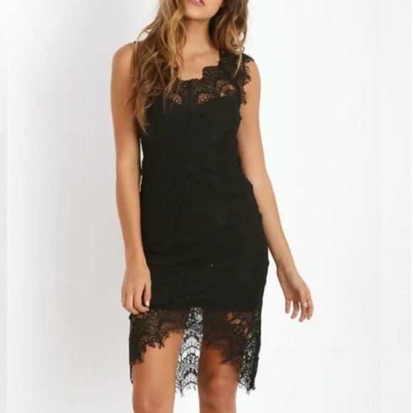 FREE PEOPLE PEAKABOO Lace Bodycon Slip Black Dress S - Picture 3 of 14